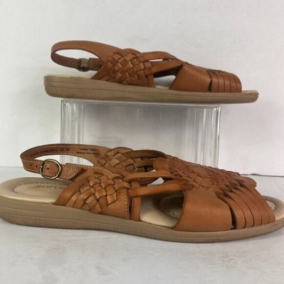 Softspots Sandals Womens 10 Brown Tan Tela Slingback Open Toe Leather - Picture 12 of 14